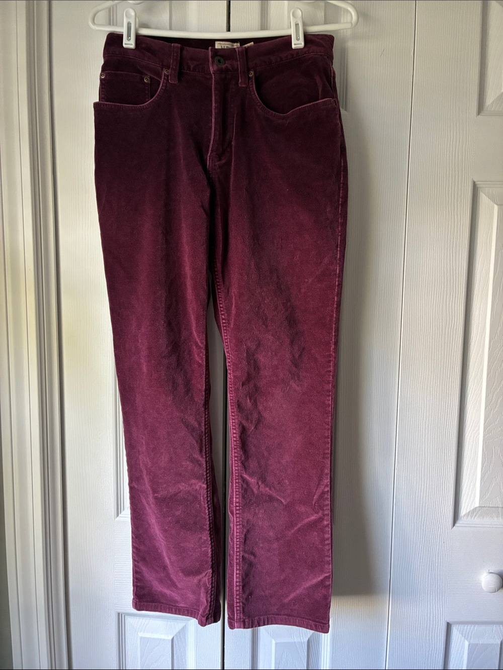 L.L. Bean Women's Straight-Leg Velvet Jeans in Burgundy